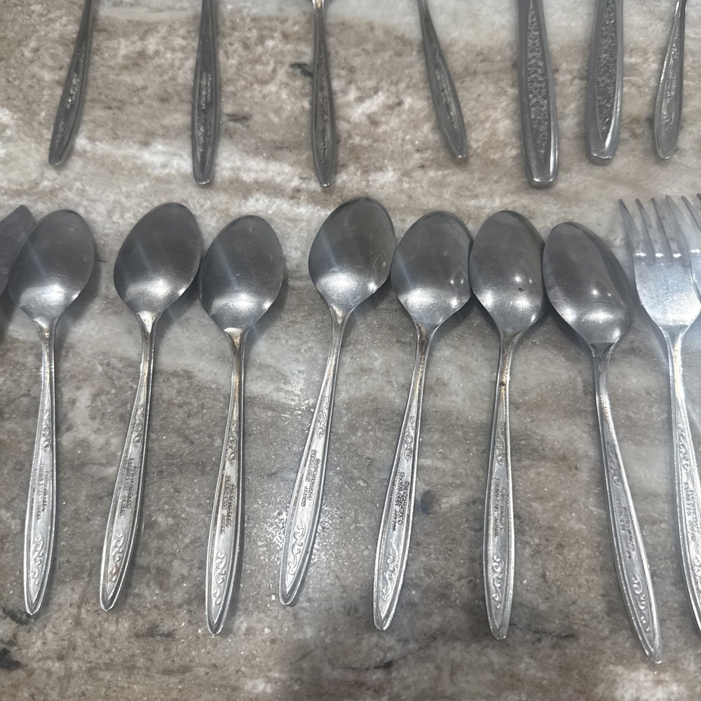 Vintage Customcraft CUS5 Japan Stainless Steel Flatware 20 Pc Fork Spoon Knife - Picture 8 of 13